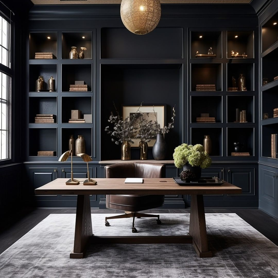 9 Dark Office Decor Ideas for a Mysterious and Elegant Workspace 6 image 97